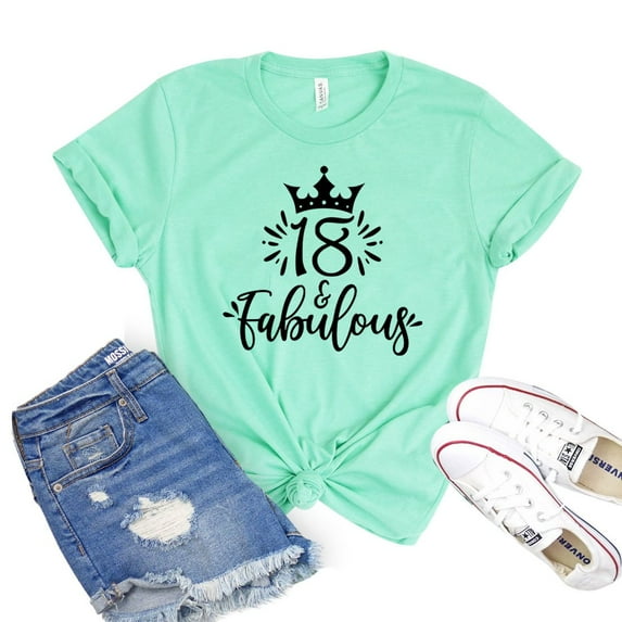 18 & Fabulous T-shirt Birthday Shirts 2003 Born Tee Eighteenth B'day Gift Women's Party Tshirt Celebration Shirt
