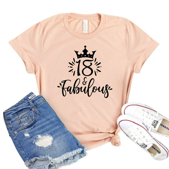 18 & Fabulous T-shirt Birthday Shirts 2003 Born Tee Eighteenth B'day Gift Women's Party Tshirt Celebration Shirt