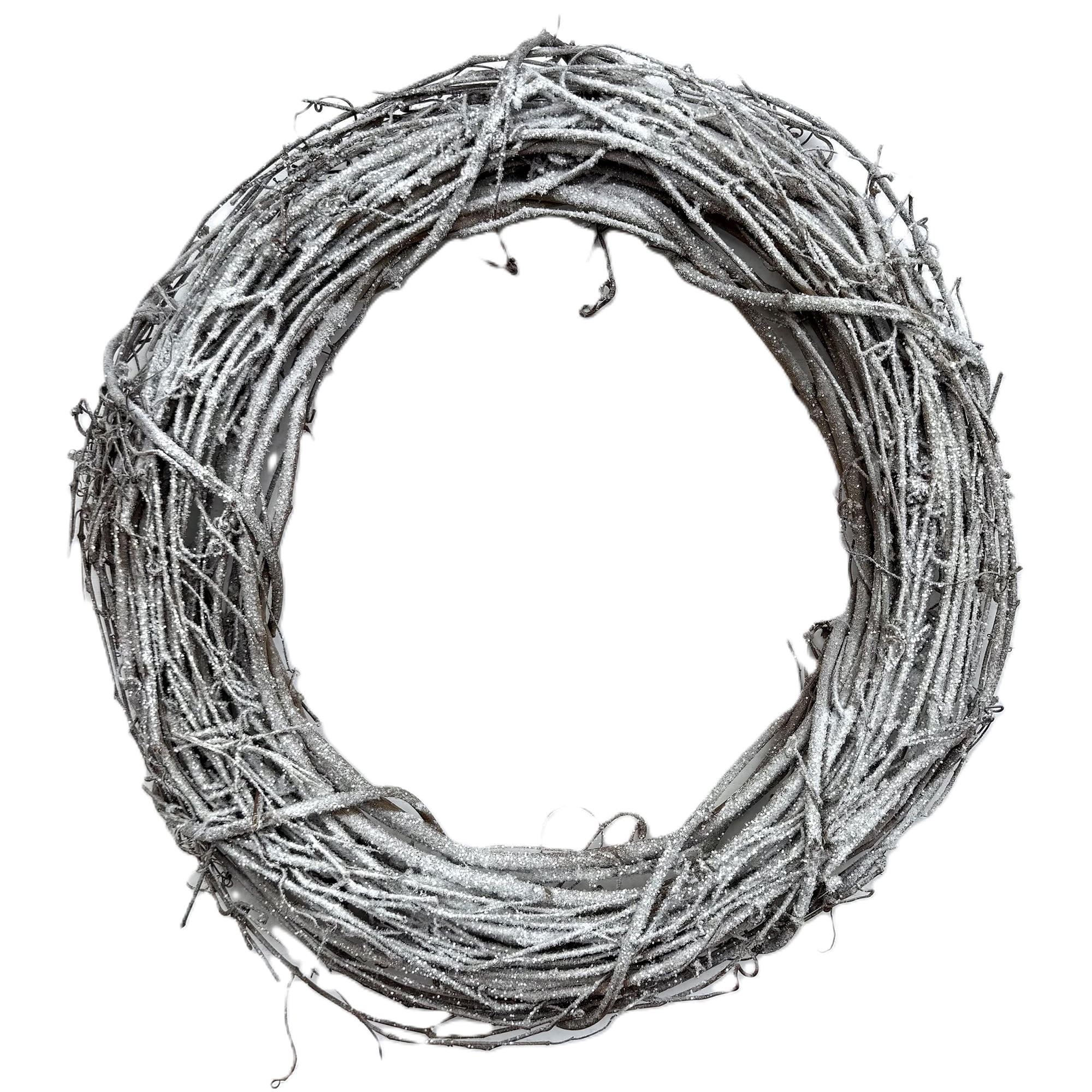 Kraft Lane: 18" Flocked Grapevine Wreath - Glitter Snow Ice - DIY Craft Project, Handcrafted, In-Outdoor Decoration, Behr Paint, Seasonal-Holiday-Home
