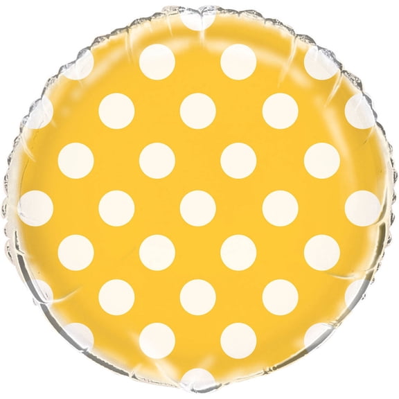 18" Foil Yellow Polka Dot Balloon