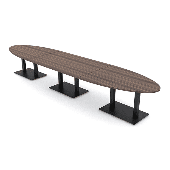 18-Foot Large Modular Powered Conference Table Oval Shape Black Bases