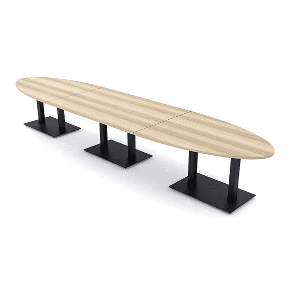 18-Foot Large Modular Powered Conference Table Oval Shape Black Bases