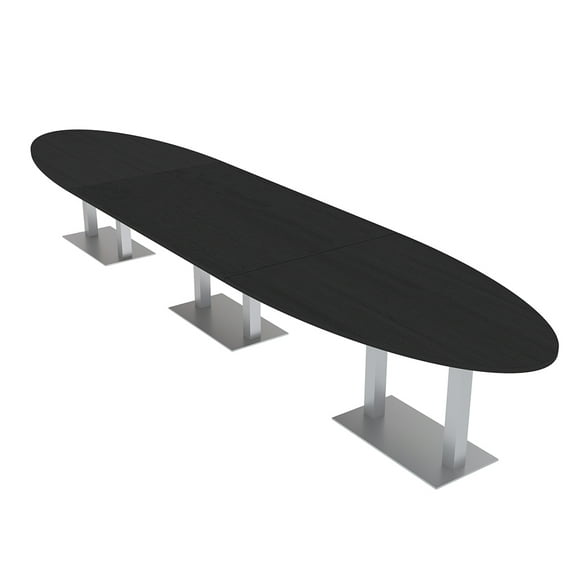 14 Person Oval Conference Table Square Metal Bases Power Modules