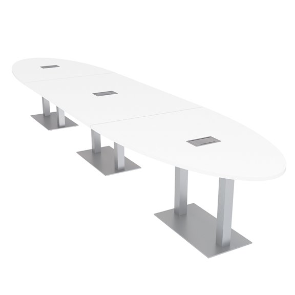 18-Foot Large Modular Powered Conference Table Oval Shape Metal Bases