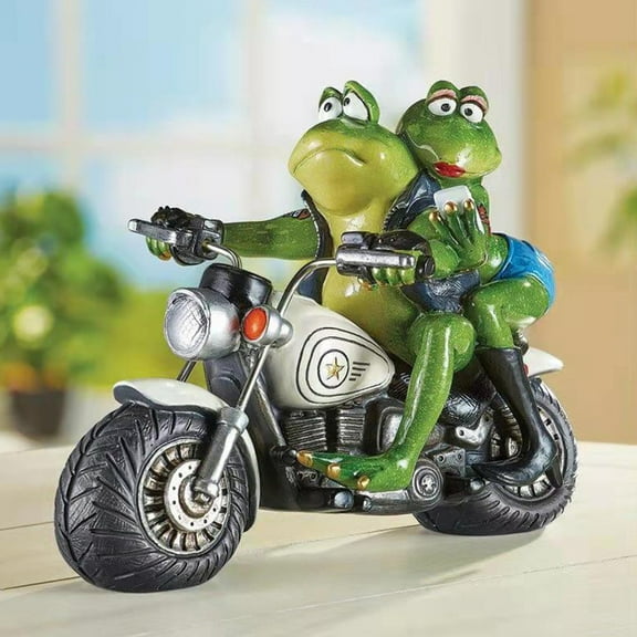 18" Frog Motorcycle Crafts Ornaments Outdoor Patio Terrace Statue Funny Home Decorations
