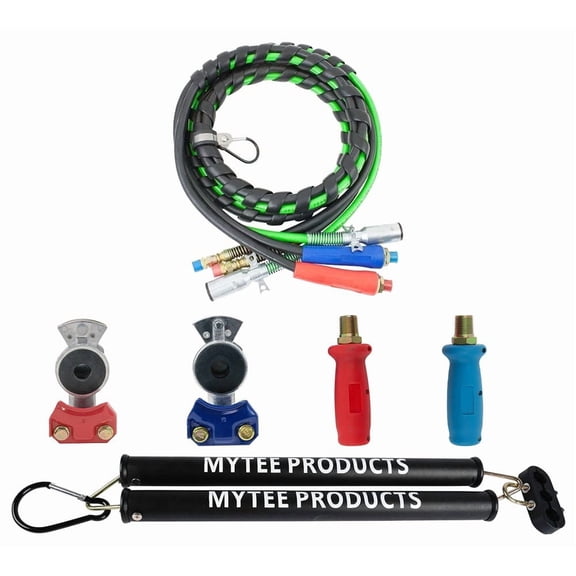 18 Ft 3-in-One ABS Air Lines with Aluminum Emergency & Service Gladhands, Poly Extensions & Double Spring Tender Kit