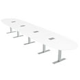 thumbnail image 1 of 18 Ft Boat Oval Modular Boardroom Table Metal T-Bases Electrical Units, 1 of 7