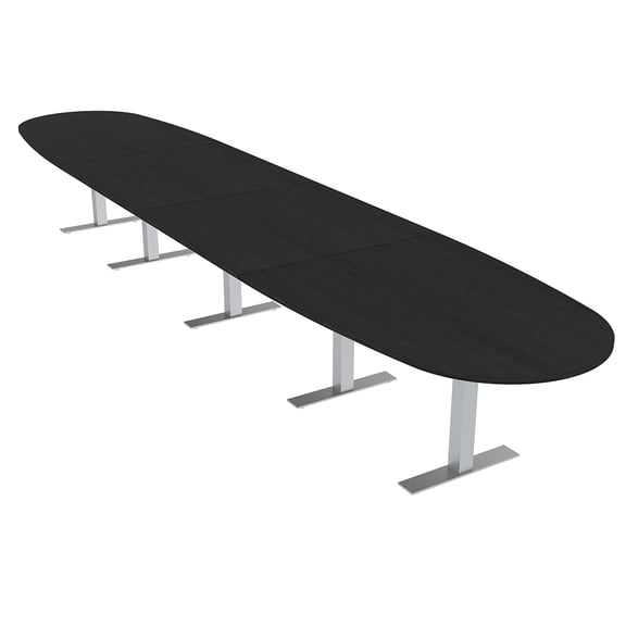 18 Ft Boat Oval Modular Boardroom Table Metal T-Bases Electrical Units