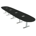 thumbnail image 1 of 18 Ft Boat Oval Modular Boardroom Table Metal T-Bases Electrical Units, 1 of 7