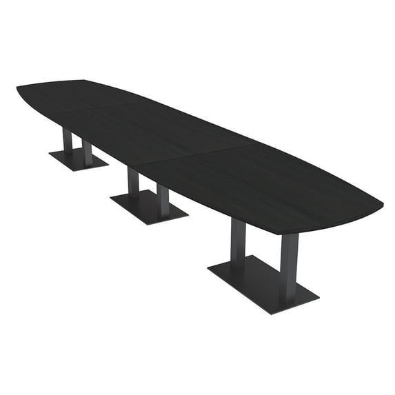 18 Ft Modular Arc Boat Conference Table Double Black Bases w/Electric