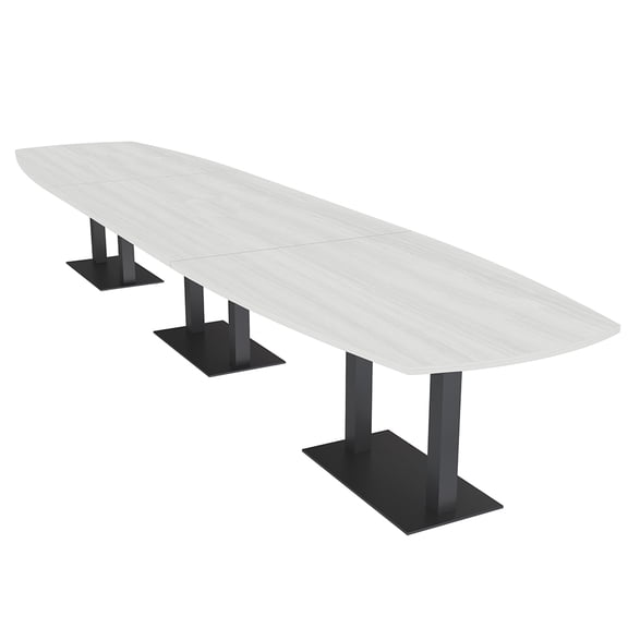 18 Ft Modular Arc Boat Conference Table Double Black Bases w/Electric
