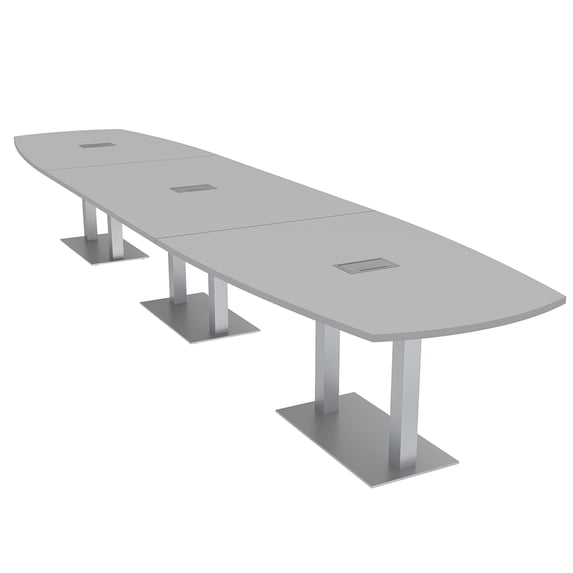 18 Ft Modular Arc Boat Conference Table Square Metal Bases w/Electric ...