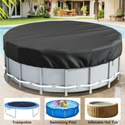 Miheo 18 Ft Round Pool Cover, Solar Pool Covers for Above Ground Pools, Winter Pool Cover Protector with Pool Accessories, PE Tarp Ideal for Waterproof and Dustproof (Black)
