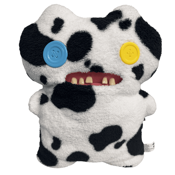 18" Fuggler Bigg Fugg Gaptooth McGoo (Cow Print) Funny Ugly Monsters Plush Weird Alternative Plush Human-like teeth, Large and in Charge