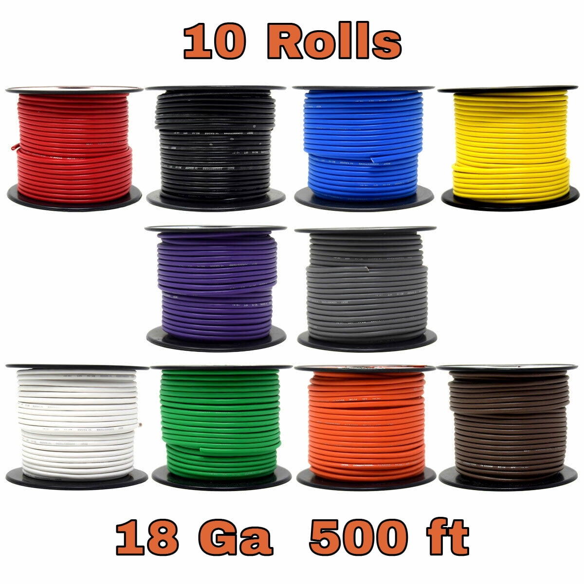 Audiopipe 18 Gauge Primary Wire – 6 Rolls, 500ft Each (3000ft Total) For Car Audio