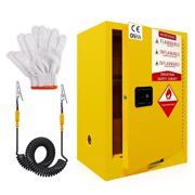 18 Gal Flammable Storage Cabinet, 35Hx23Lx18.11D Inch Yellow Adjustable Thickened Shelf, Galvanized Steel Fireproof Liquid Storage, Hazardous Storage Cabinets, Safety Cabinets for Home Garage