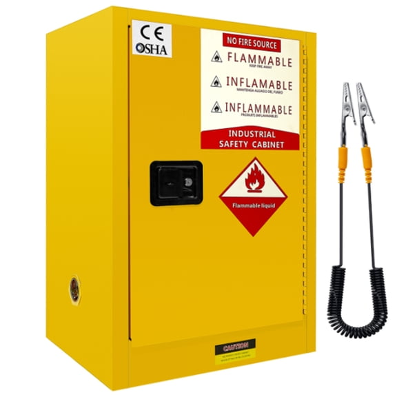 18 Gallon Flammable Storage Cabinet, 35x23x18.11 Inch Galvanized Steel Yellow Adjustable Thickened Shelf, Fireproof Liquid Storage, Hazardous Storage Cabinets, Safety Cabinets for Commercial Warehou