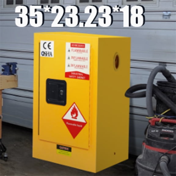 18 Gallon Flammable Storage Cabinet, Galvanized Steel Adjustable Thickened Shelf Yellow Fireproof Liquid Storage, Hazardous Storage Cabinets, Safety Cabinets for Factory Warehouse