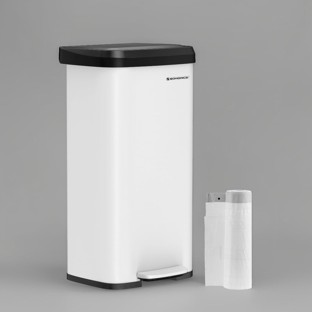 18 Gallon Kitchen Trash Can, Stainless Steel Garbage Can, Recycle Bin, White