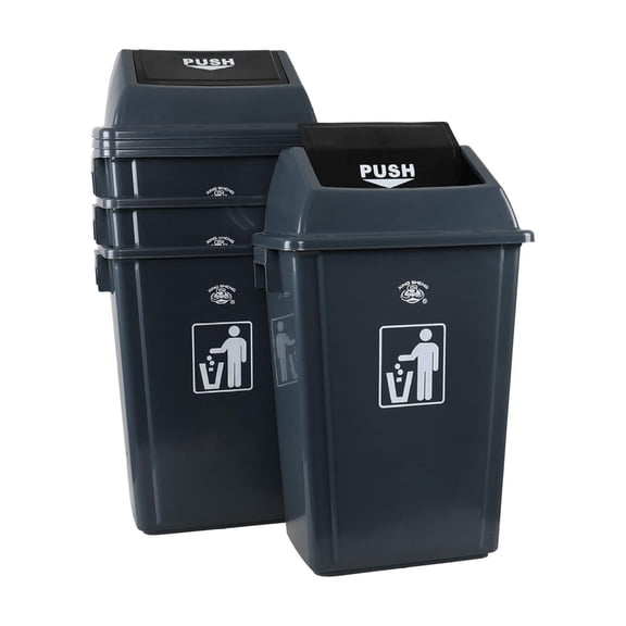 18 Gallon Large Kitchen -Top Garbage Can, 4 Packs Plastic Large Lid Trash Cans, Gray