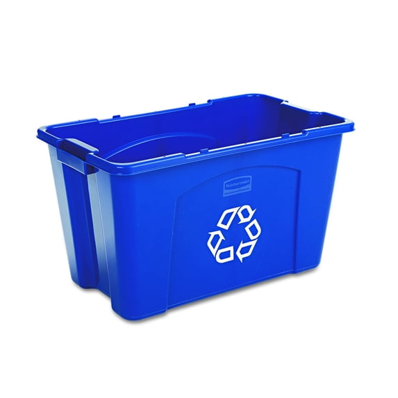 18 Gallon Paper Recycling Box, Stackable Waste Container, Heavy Duty Use in Indoor Outdoor Spaces, Blue