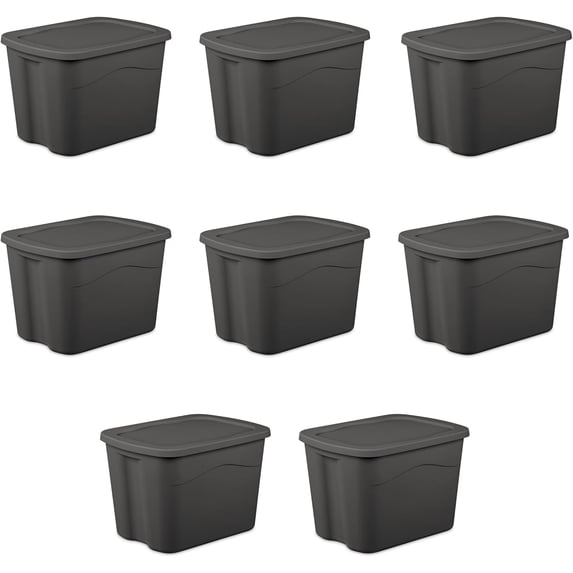 18-Gallon Plastic Storage Bins with Snap-on Lids – 8-Pack, Home Organization Essential
