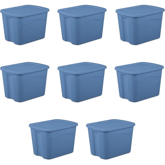 18 Gallon Storage Tote with Lid, Fuchsia Bloom, Stackable Container with Handles, Set of 8