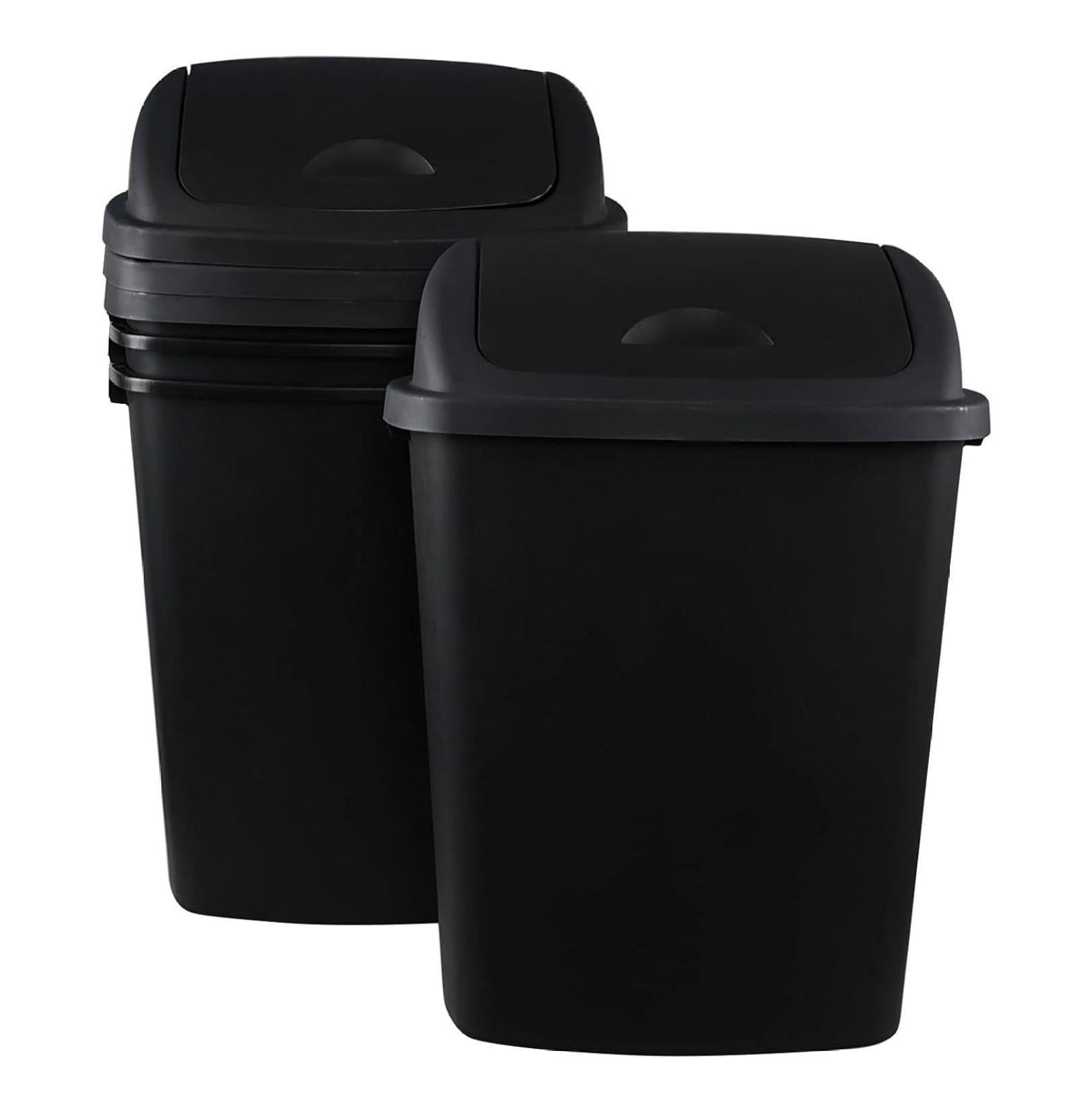 18 Gallon Tall Plastic Kitchen Trash Can with Swing Lid, 4 Pack Large ...