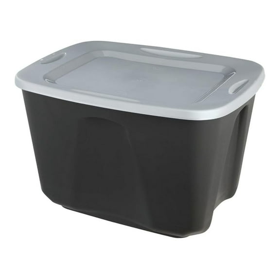 18 Gallon Tote, Black - Durable Plastic Storage Container with Lid & 4-Way Handles - Heavy Duty Organizer for Home, Garage, or Office - 3.93 lbs