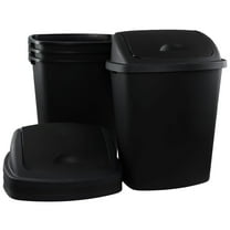 18 Gallon Trash Can, Commercial Plastic Wastebasket, Black Garbage Can Container Bins for Bedroom/Bathroom/Office, 26.7 Inch Tall (Set of 4)