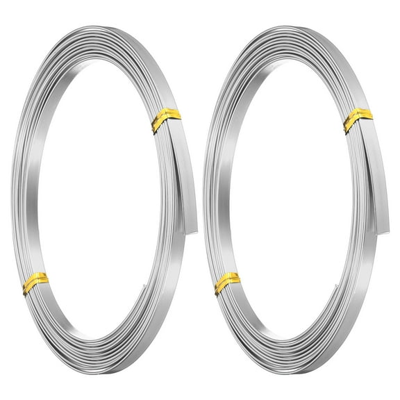18 Gauge 1mm Aluminum Flat Wire, 10 Ft 2 Roll Bendable Flat Bezel Wire Face Masks Soft Craft Wire, Silver