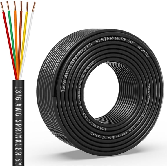 18 Gauge 6 Conductor Sprinkler System Wire 50 Feet