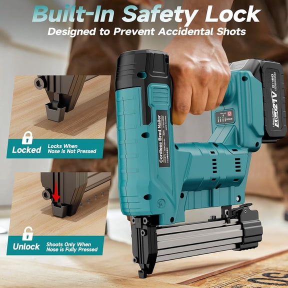 18 Gauge Brad Nailer Cordless, 2 in 1 Nail Gun Cordless with Battery, 21V/ 4.0A Battery Brad Nailer/Staple Gun, Fast Charging for Woodworking,Home Improvement$$Tools & Hardware Other