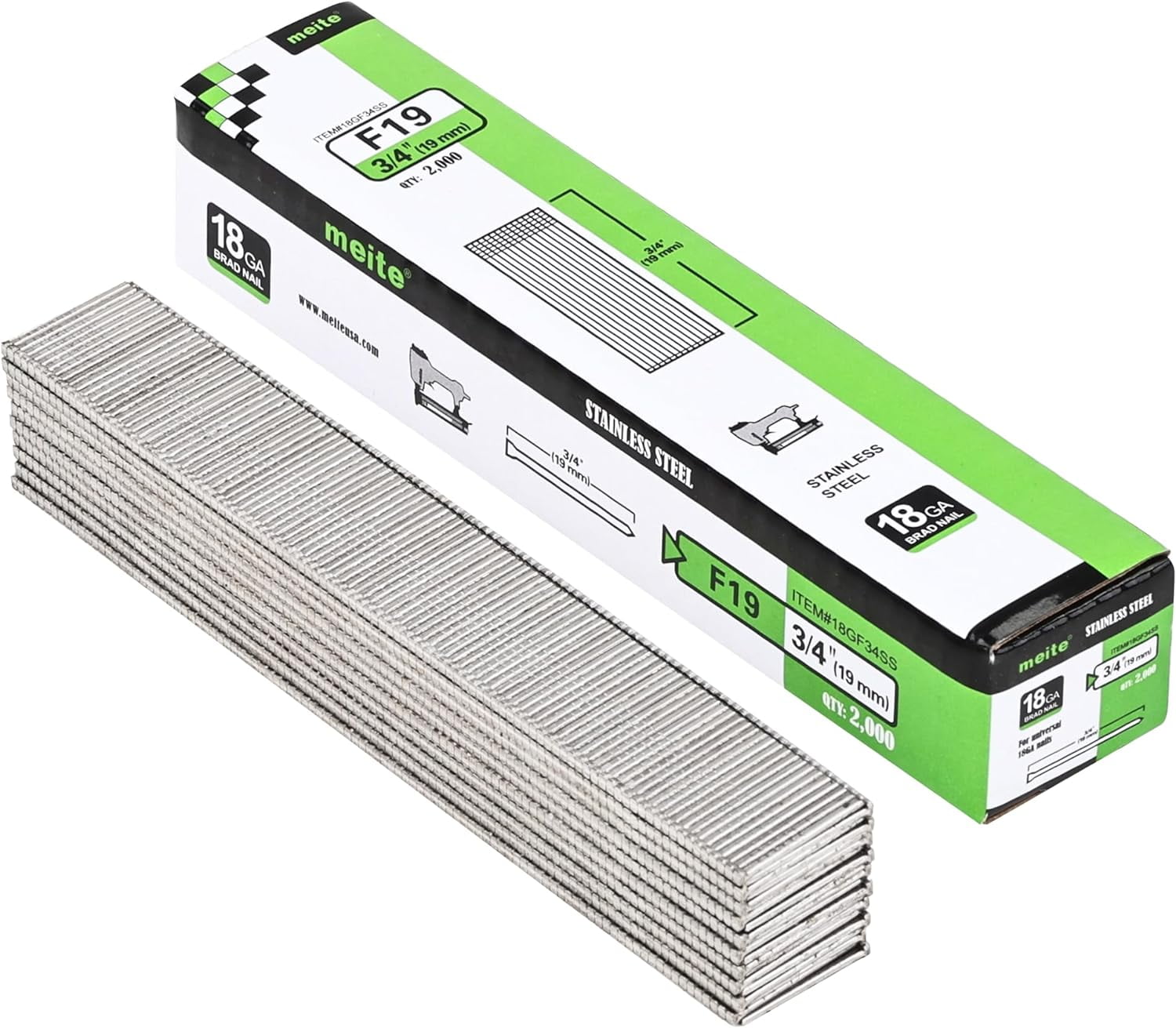 The 18 Gauge Brad Nails, 3/4 Inch 18GA Brad Nails, 18G 304 Stainless Steel Small Finishing Nail Gun Nails for Pneumatic, Electric Brad Nailer Gun (5 Boxes)