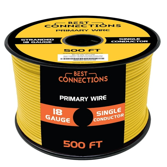 18 Gauge Car Audio Primary Wire (500ft–Yellow)– Remote, Power/Ground Electrical