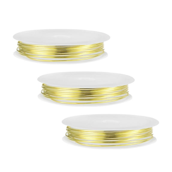 Uxcell 18 Gauge Copper Wire 1mm Dia Gold Tone Resistant Beading Wires Pendant Making Art Craft 1.5M 3 Rolls