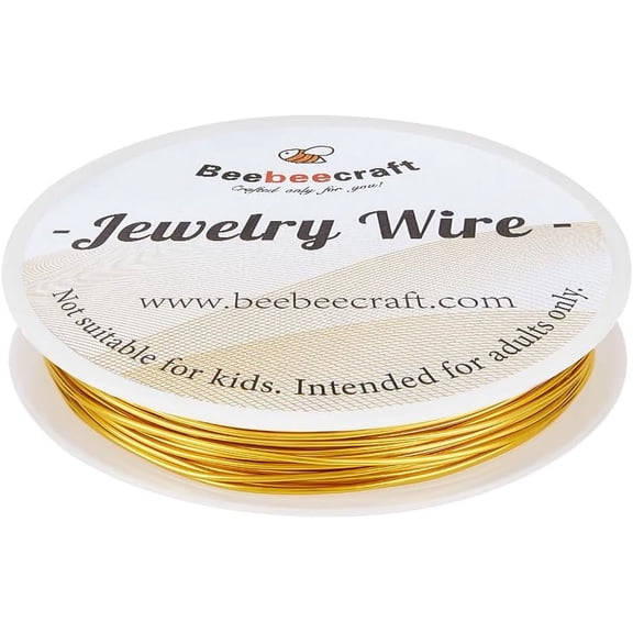 18 Gauge Gold Wrapping Wire Real 18K Gold Plated Brass 32.81 Feet Resistant Beading Wire for Jewelry Making Wreath Floral DIY