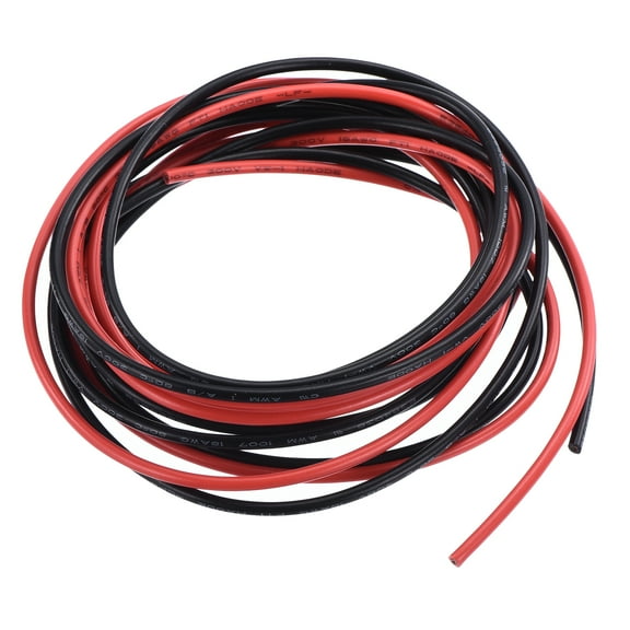 18 Gauge Hookup Wire 1.5m/5ft 18AWG Flexible Electrical Wire UL1007 Black Red, 2mm Dia