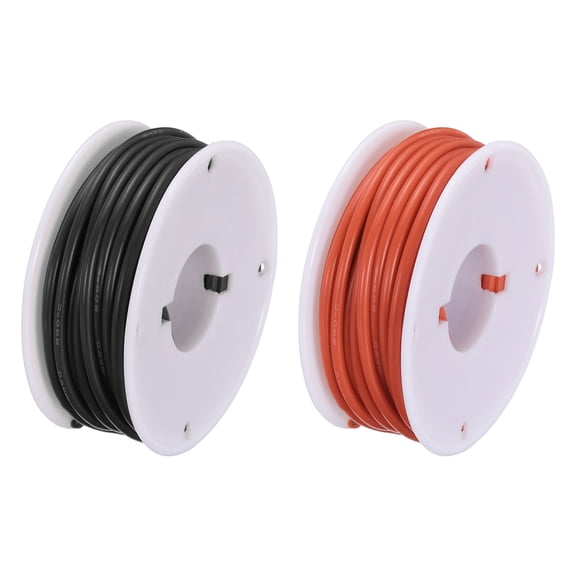 18 Gauge Silicone Wire 18AWG Stranded Wire Tinned Copper Wire High Temp Wire Spool Black/Red 7.5m/24.6ft 2pcs