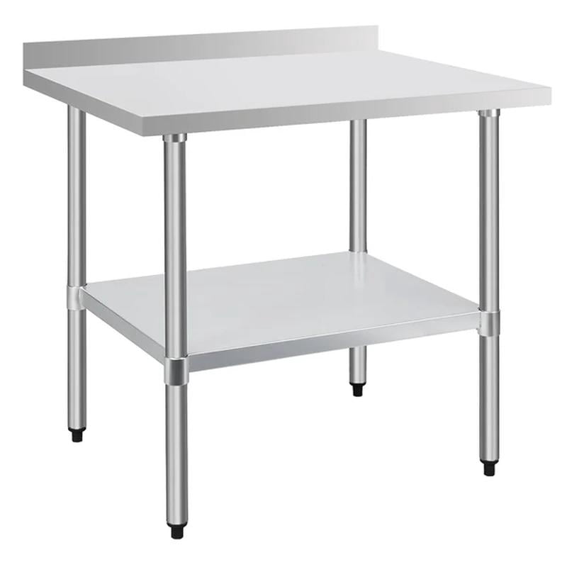 18-Gauge Stainless Steel Commercial Work Table with Backsplash and Undershelf
