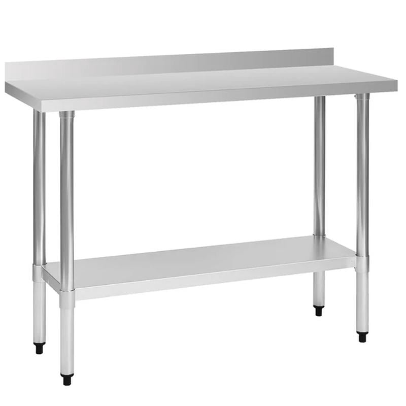 18-Gauge Stainless Steel Commercial Work Table with Backsplash and Undershelf