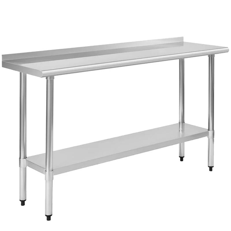 18-Gauge Stainless Steel Commercial Work Table with Backsplash and Undershelf
