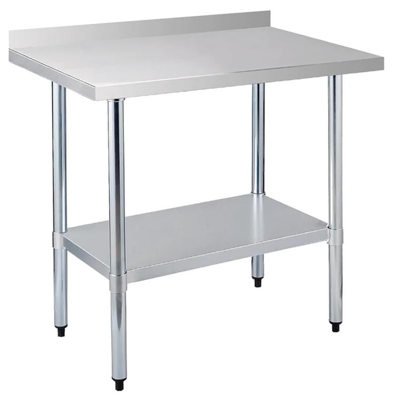 18-Gauge Stainless Steel Commercial Work Table with Backsplash and Undershelf