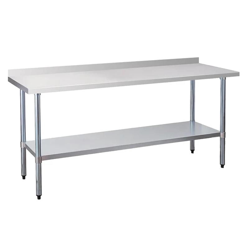 18-Gauge Stainless Steel Commercial Work Table with Backsplash and Undershelf