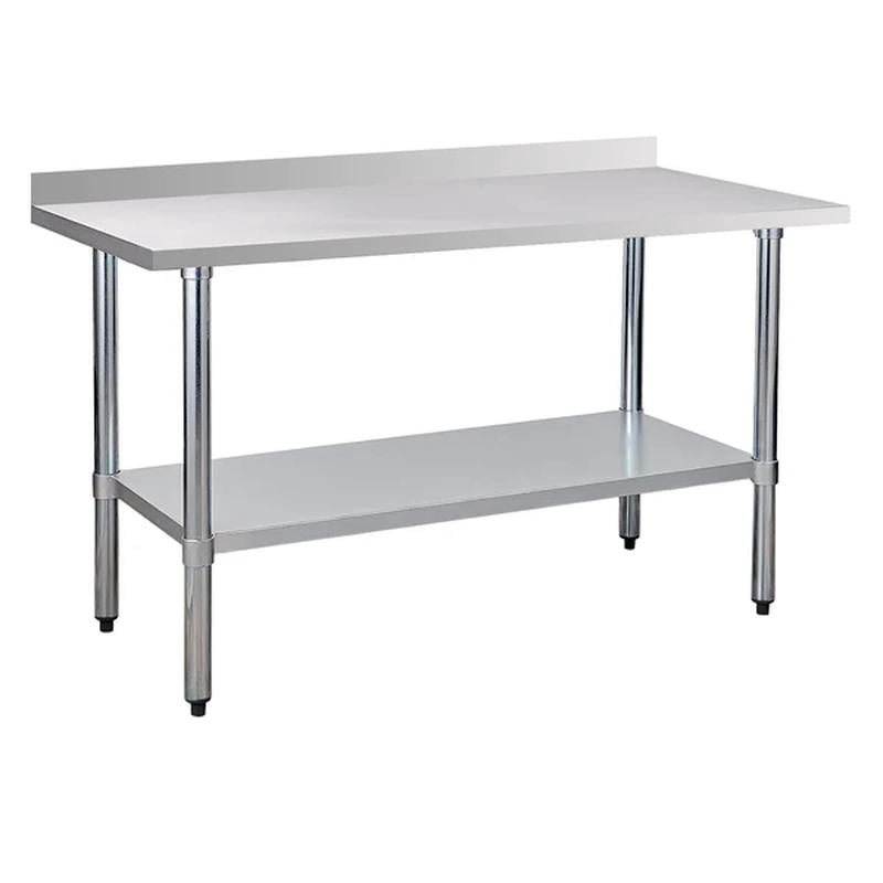 18-Gauge Stainless Steel Commercial Work Table with Backsplash and Undershelf