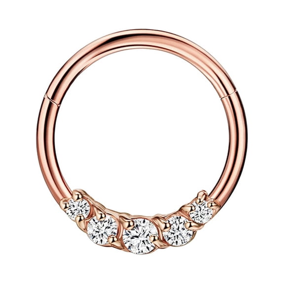 18 Gauge Surgical Steel Septum Rings Rose Gold Plated Septum Hoop 18g Septum Jewelry 8mm Septum Ring Hoop Daith Piercing Jewelry with Clear CZ