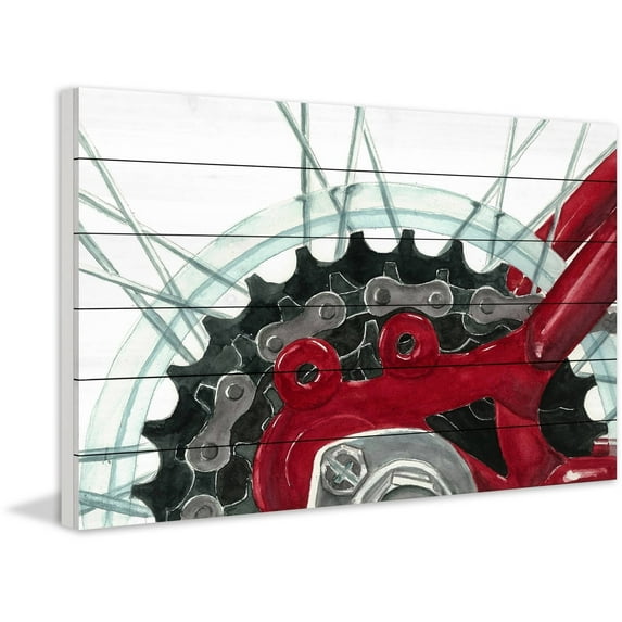"18 Gears" Painting Print on White Wood