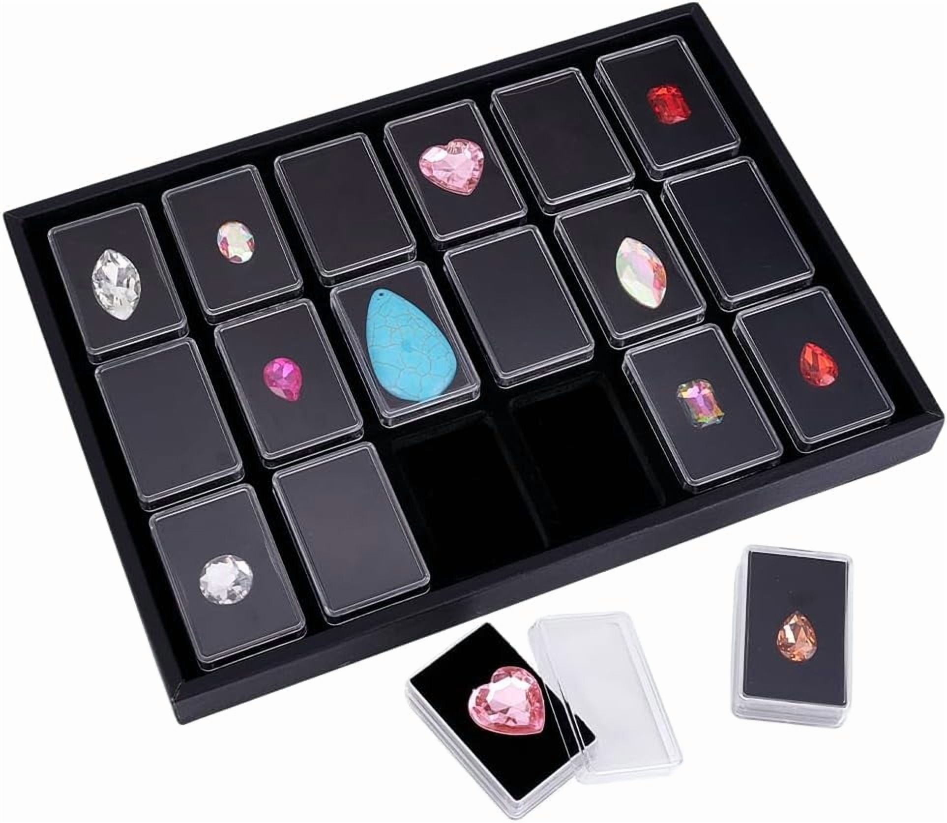 18 Gem Holder with Case 2.2x1.4 inch Square Gemstone Storage Box ...