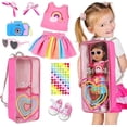 thumbnail image 1 of K.T. Fancy  18" Girl Doll Carrier Backpack Rainbow Heart Style Playset - 9 Piece Accessory Collection with Bag , Gifts for 3-10 Years Old, 1 of 6