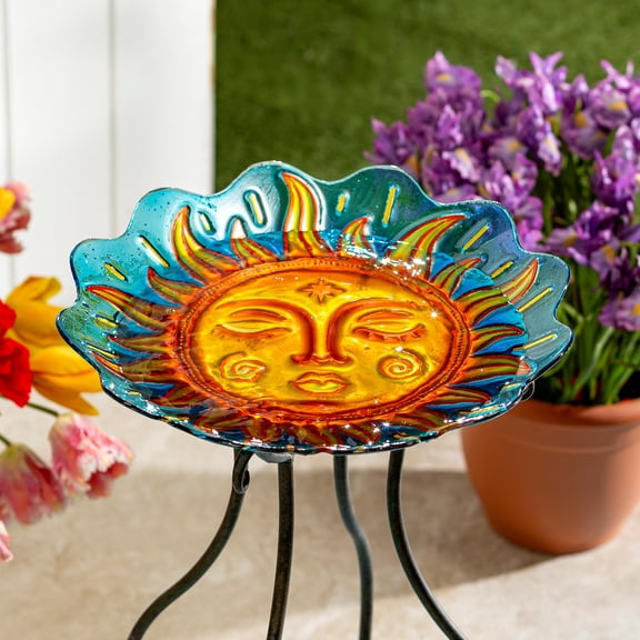 18" Glass Bird Bath, Celestial Harmony